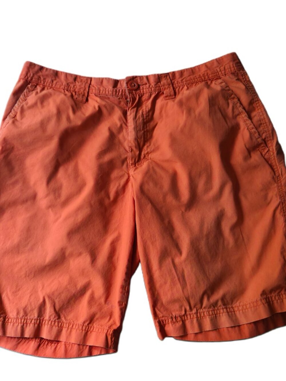Columbia Men's Orange Casual Hiking Shorts Size 34 Flat Front Pockets